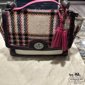 NWT Coach Legacy Plaid Pink and Black Women's Bag